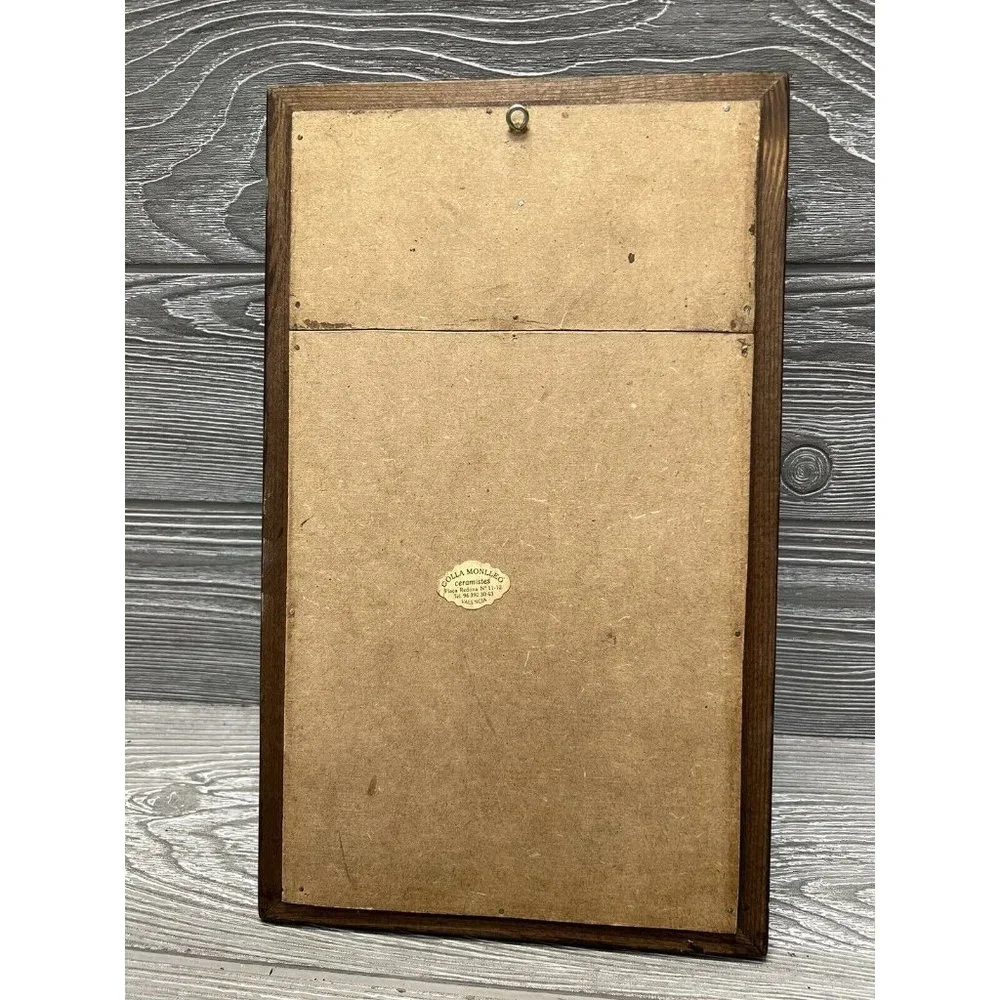 Wooden Mirror with Ceramic Tiles Made In Spain 13.25” X 8” Boho Wall Decor